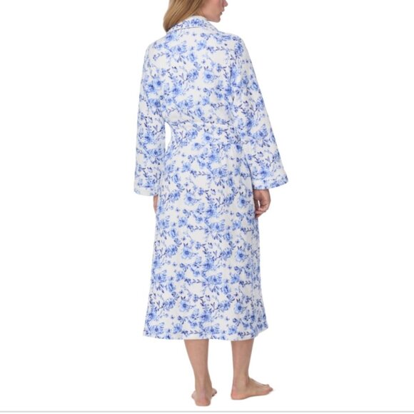 Eileen West Blue Floral Ballet Wrap Robe - Picture 2 of 6